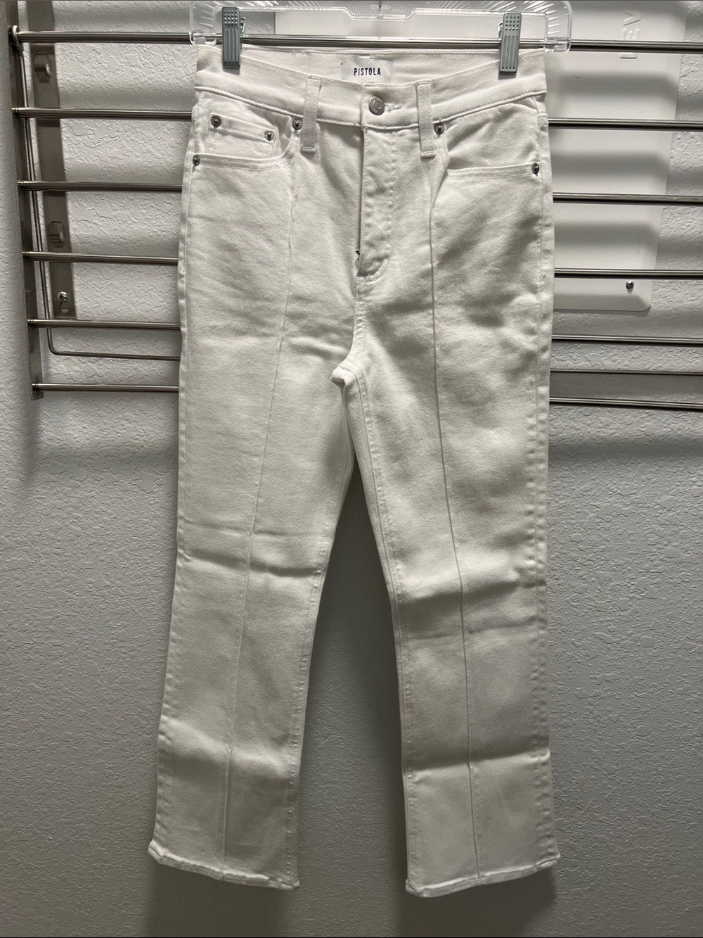 pistola White Straight-Seam Denim Jeans